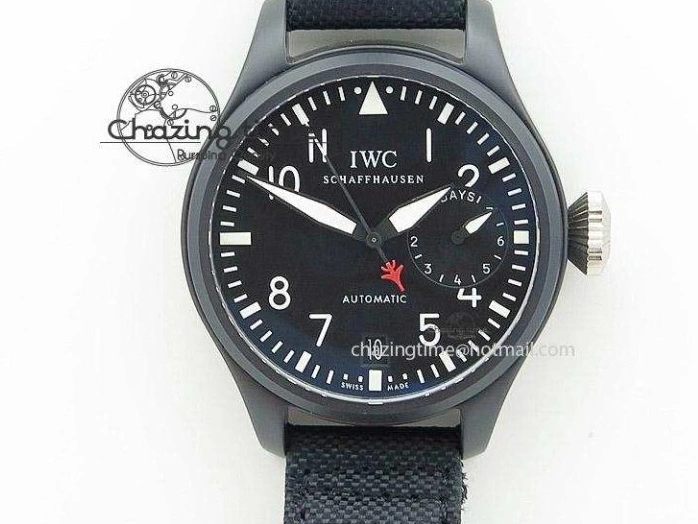 MIROTIME 0118 Pilot Chrono SS AZF 1:1 Best Edition Black Dial Orange Markers on Brown Leather Strap A EasyCare 7065